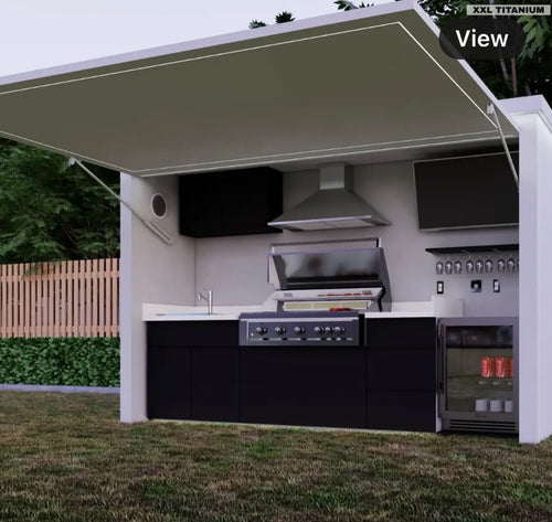 Premium Modern Outdoor Kitchen - Luxury Built-in Grill & Awnin