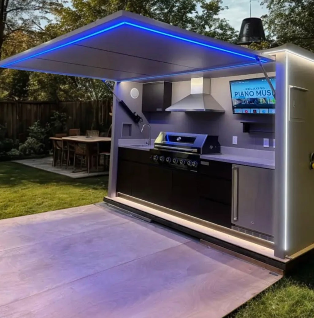 Premium Modern Outdoor Kitchen - Luxury Built-in Grill & Awnin