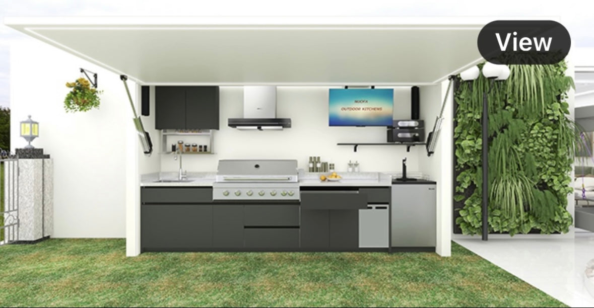 Premium Modern Outdoor Kitchen - Luxury Built-in Grill & Awnin