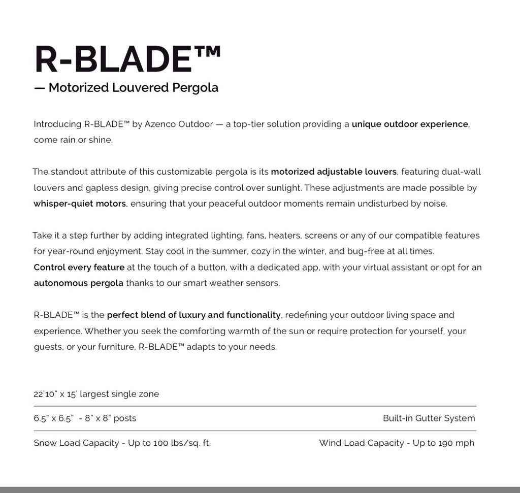 R-BLADE Motorized Pergola